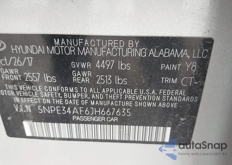 2018 Hyundai Sonata Sport z USA, uszkodzony, nr VIN 5NPE34AF6JH667635